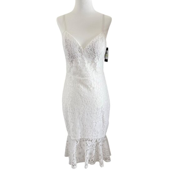 NWT Guess white lace flounce hem dress Lace 4 - Picture 3 of 8